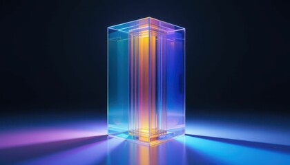 Colorful Geometric Prism with Illuminated Light Reflections