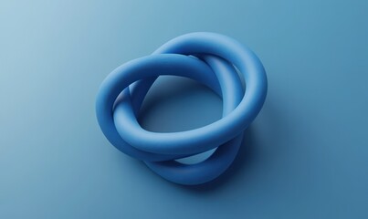 Fototapeta premium Abstract blue torus knot on blue background.