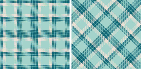 Rich Petrol Seamless Tartan with Dark Dull Teal accents Fabric Design