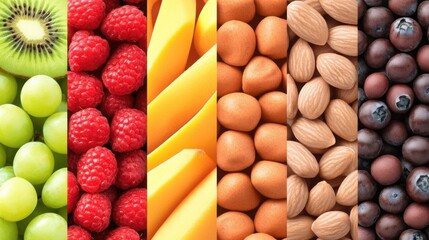 Healthy Fruits, Nuts & Berries Collage
