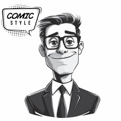 Businessman Caricature Vector in Pop Art Comic Style