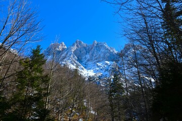 View of Škrlatica mountain peak in Julian alps, Gorenjska, Slovenia