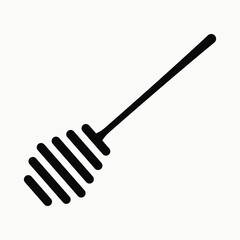 Naklejka premium black silhouette of honey dipper with long handle and grooved end 