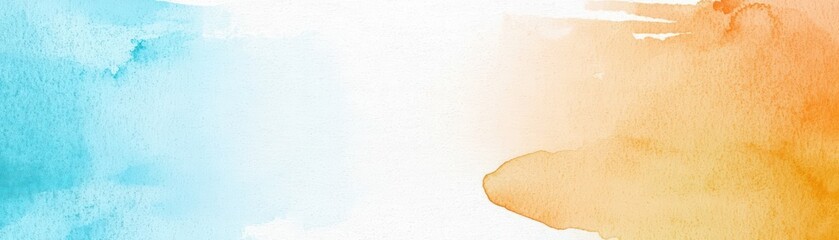 Soft Abstract Watercolor Texture with Brush Strokes in Blue and Orange Tones for Artistic Use