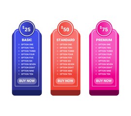 Pricing table template design vector