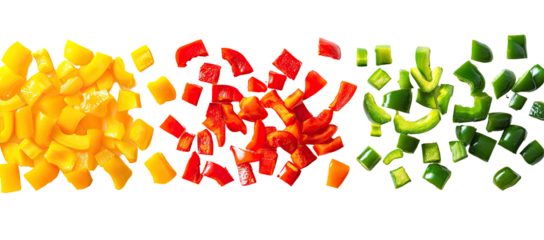 Colorful Chopped Bell Peppers Against Black Background