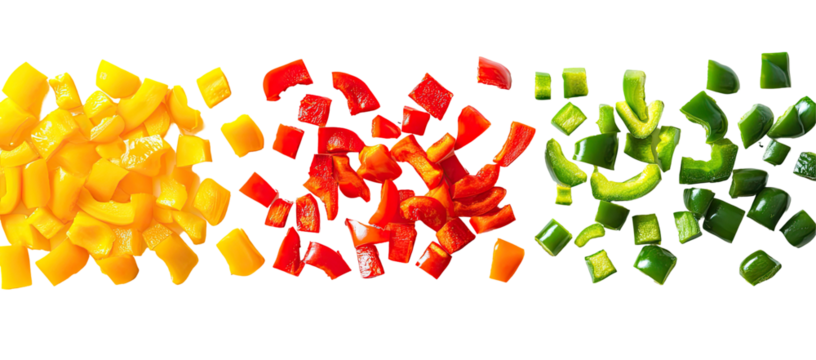 Colorful Chopped Bell Peppers Against Black Background