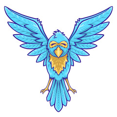 Majestic Blue Bird with Open Wings – Vibrant Animal Illustration