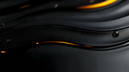 Abstract rendered image of black wavy textured surface with spheres