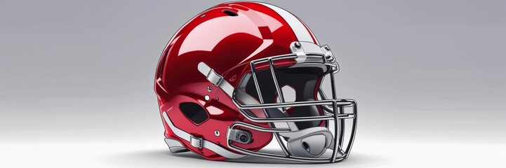 Red American Football Helmet on White Background, Generative AI