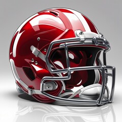 Red American Football Helmet on White Background, Generative AI