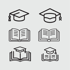 educational icon book and graduation cap on white background Art & Illustration silhouette Art & Illustration
