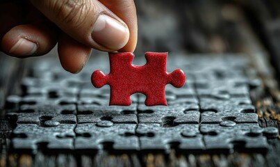 Red puzzle piece about to complete solution