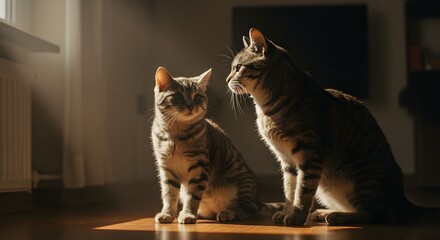 Fototapeta na wymiar Playful Pets in a Cozy Home Setting