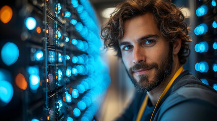 IT specialist near server racks
