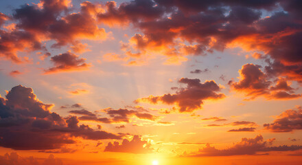 Dynamic Vibrant Sunset Clouds Photography: A High-Resolution Image Featuring the Dramatic Play of Colors and Light as the Sun Sets Behind Luminous Cloud Formations