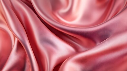 Obraz premium Close-up of a luxurious, flowing pink silk fabric, showcasing the intricate folds and sheen