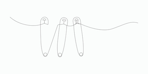 Continuous one line drawing safety pin