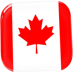 Elegant and Professional Canada Flag Icon with a Three-Dimensional Glossy Effect for UI Design, Mobile Apps, and Web Projects. Canada National flag.