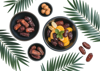 date fruit isolated on transparent background
dried dates in a bowl isolated on white background. Transparent PNG