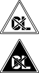 No Chlorine Bleach Icons. Black and White Vector Illustration. Textile Care, Washing, Laundry. Sticker, Label. Material Characteristics Concept