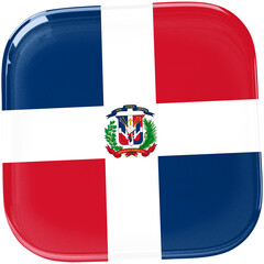 Naklejka premium Elegant and Professional Dominican Republic Flag Icon with a Three-Dimensional Glossy Effect for UI Design, Mobile Apps, and Web Projects. Dominican Republic National flag.
