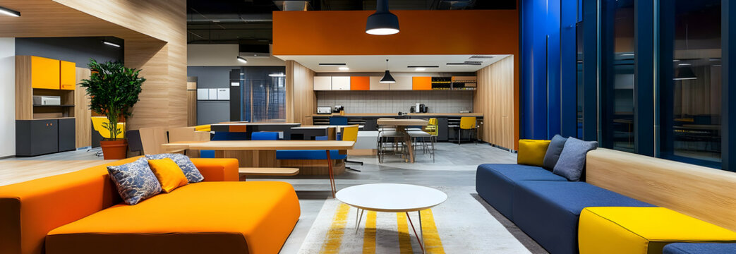 Modern dormitory room interior design in a hostel with shared living spaces and beds