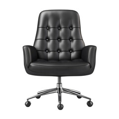 Fototapeta premium Black Leather Office Chair Modern Design Executive Seating