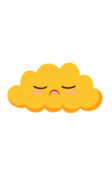 A whimsical illustration of a yellow cloud with a frown, evoking emotions of sadness and uncertainty, rendered in a playful cartoon style.