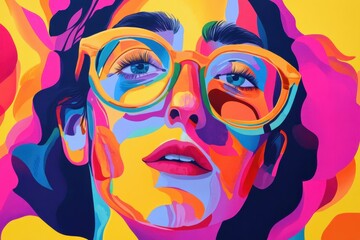 Obraz premium A Colorful Animated Portrait that Showcases Bold Features and Unique Expressions to Captivate