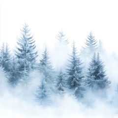 Fototapeta premium Watercolor Misty Pine Forest
