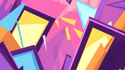 Abstract geometric art; vibrant colors, shapes overlap; dynamic background; ideal for website banners