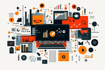 Obraz premium Data visualization abstract laptop design