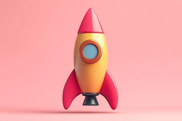 A colorful cartoon illustration of a rocket ship ready for flight