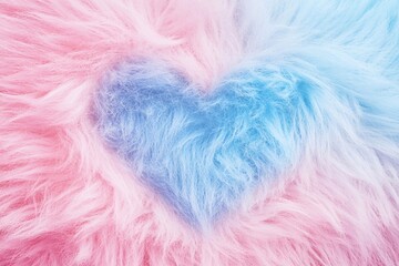 Obraz premium A pastel-colored background with a heart-shaped frame, featuring a soft, fuzzy texture in shades of pink and blue.