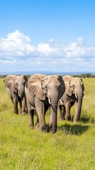 Obraz premium African Elephant Family Savanna Landscape