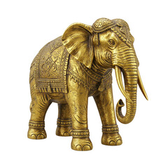 Fototapeta premium antique vintage gold elephant figurine on transparent background