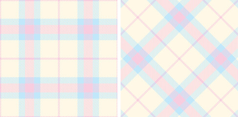 Pastel Seamless Tartan in Light Pale Mauve tones Fabric Design Variant 682
