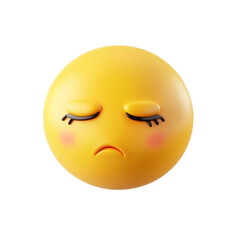 Fototapeta premium Sad 3D Emoji Yellow Face Downcast Expression