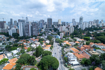 Aerial image of the city of S&atilde;o Paulo, SP. In the neighborhood of Sumar&eacute; and Vila Madalena.