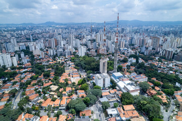 Aerial image of the city of São Paulo, SP. In the neighborhood of Sumaré and Vila Madalena.