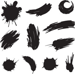 Black brush strock set 