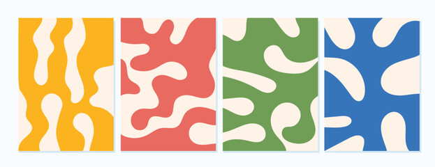 Abstract organic shapes. Vector design set background in minimalist style wavy liquid distorted shapes  seamless pattern for art print  wall decor  covers  posters  flyers  magazines. ready to print	