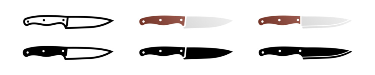 Button knife icon set. Sign edge on white background. Pointed tool. Simple knifes icons in vector design style