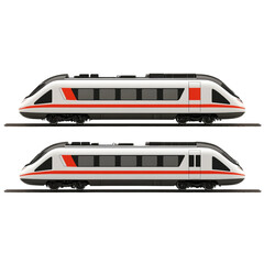 Modern High-Speed Train Design Red White Gray Transportation Vehicle,
