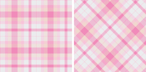 Smoky Baby Pink and Deep Very Light Pink Seamless Tartan Fabric Design