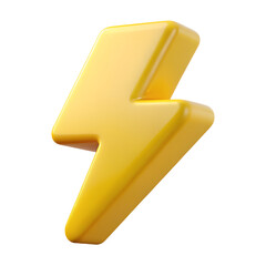 3D golden lightning symbol icon isolated