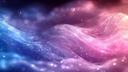 A deep cosmos of abstract starry light illuminates a dark, nebula-filled space