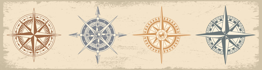 Decorative compass designs on vintage background © DGIM studio