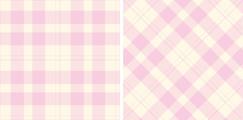 Soft Pale Mauve and Rich Off White Seamless Tartan Fabric Design